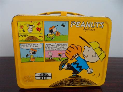 old lunch boxes snoopy with metal|1965 peanuts metal lunch box.